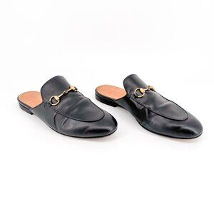 Gucci Princetown Horsebit Loafer Mule Size 38.5 US 8.5 Black Leather Flat Shoe